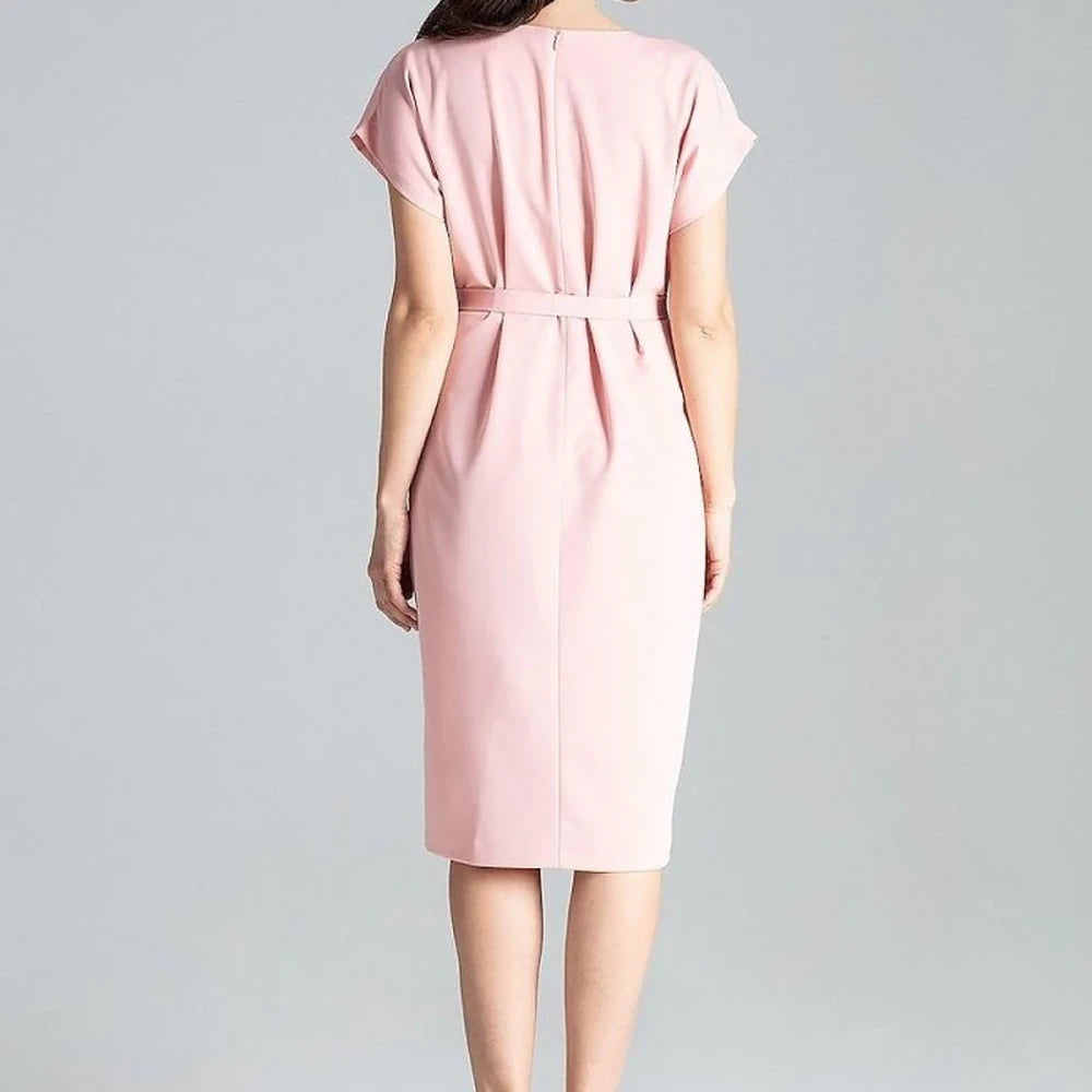 Kimono Sleeve Day Dress with Belt - Pink