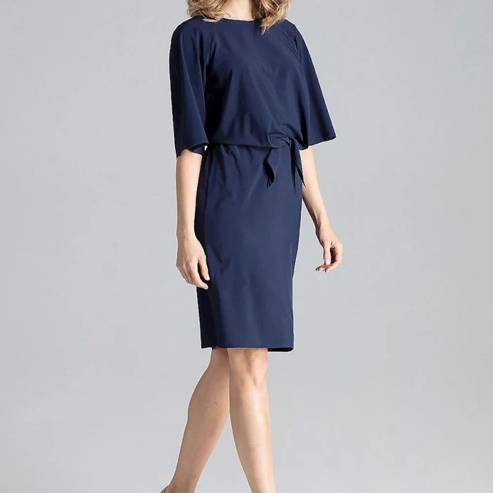 Yellow Knee-Length Dress with Elastic Waist