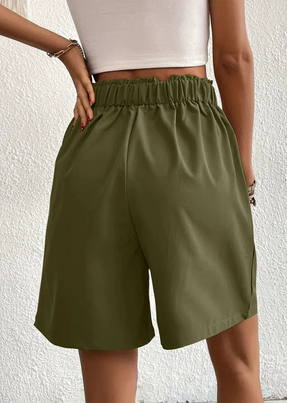 Pocketed Drawstring Waist Shorts