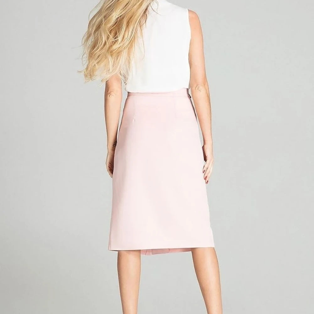 Checked Midi Skirt with Front Overlap
