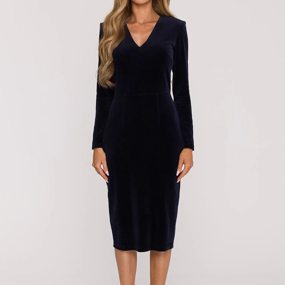 Velvet Sweetheart Neck Pencil Dress