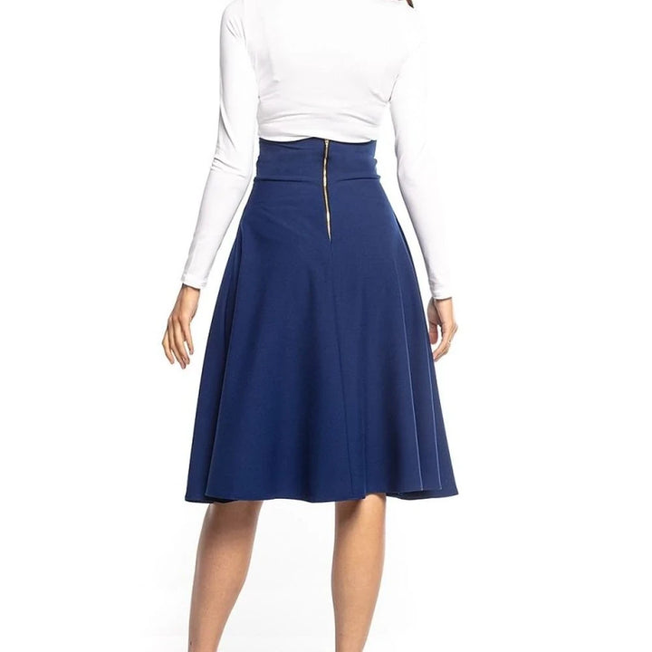 Midi Skirt High Waist Decorative Zipper