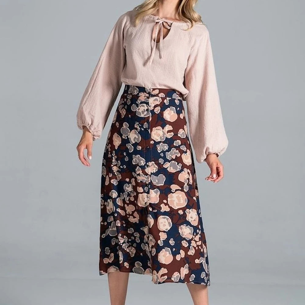 Cotton Blouse with Half-Round Neckline