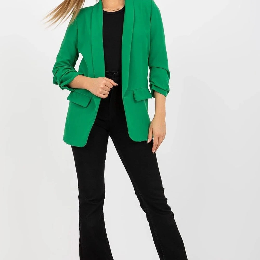 3/4 Sleeve Unbuttoned Jacket with Lining