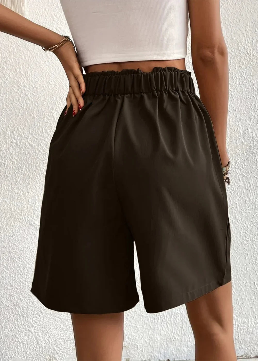 Pocketed Drawstring Waist Shorts