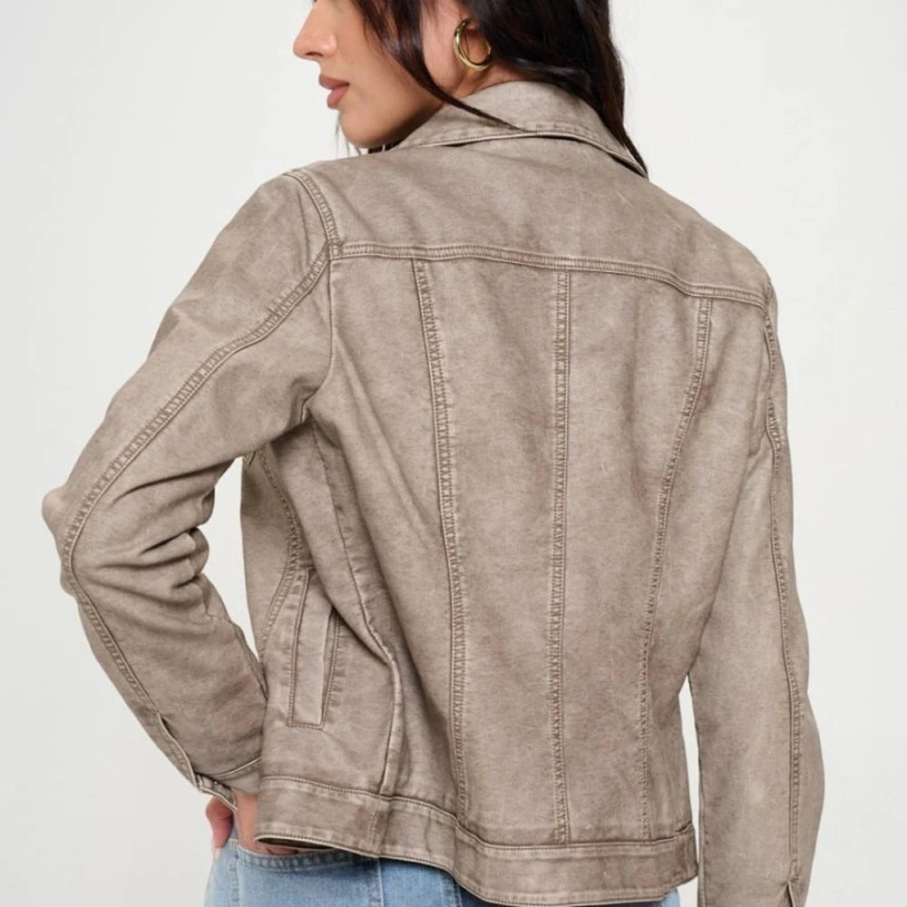 Vegan Leather Cargo Shacket