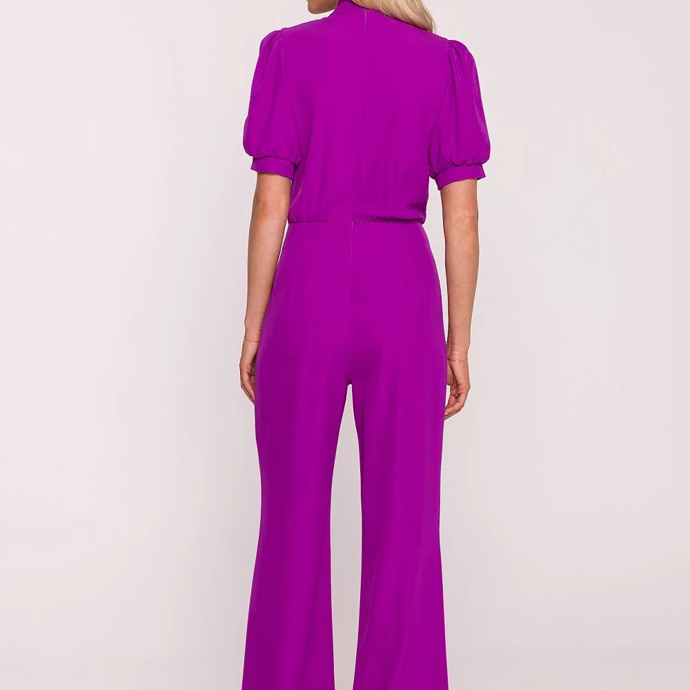 Women's Elegant Suit V-Neck Wide Leg Trousers