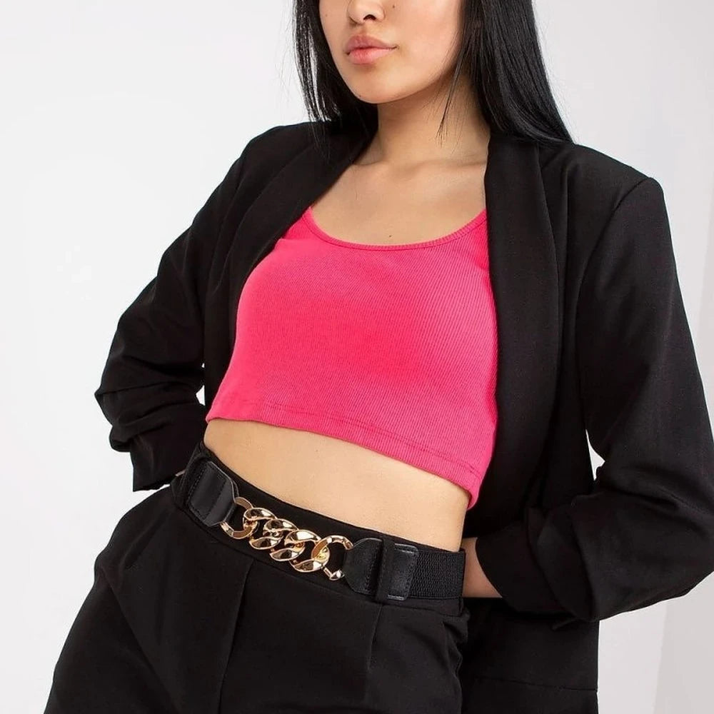 Lined Jacket & Shorts Set with Decorative Belt