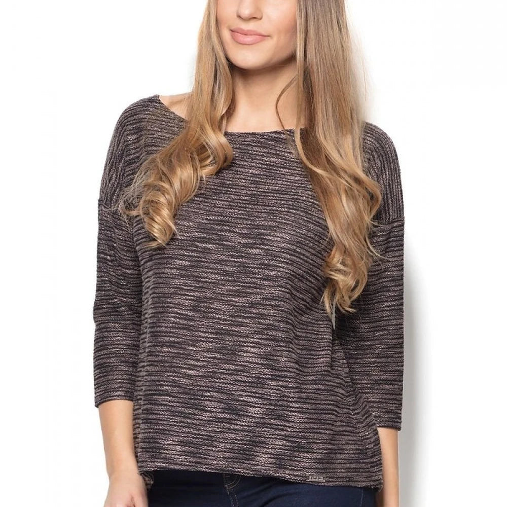 Women's Grey Melange Blouse with 3/4 Sleeves