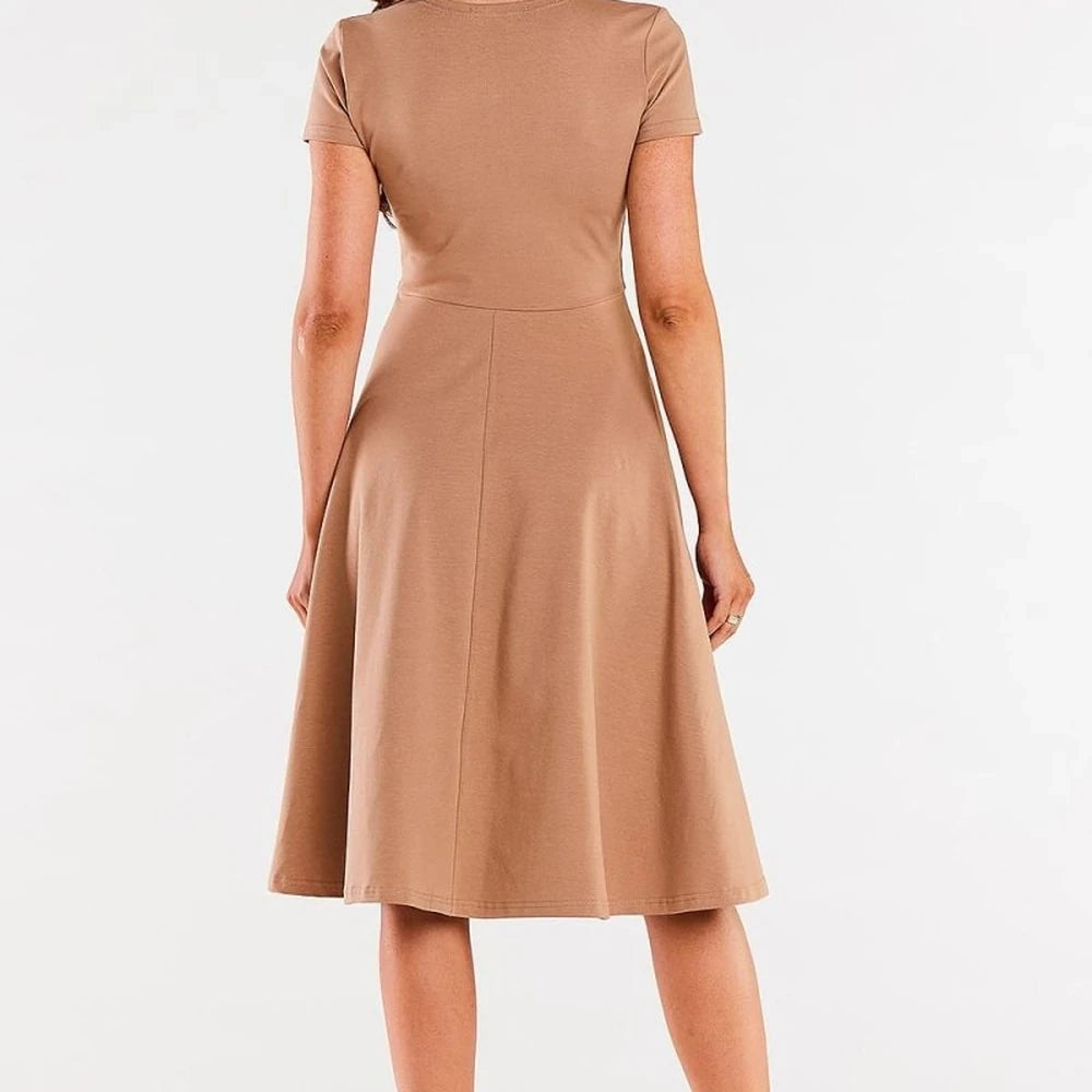 Midi Dress Envelope Neckline Short Sleeves