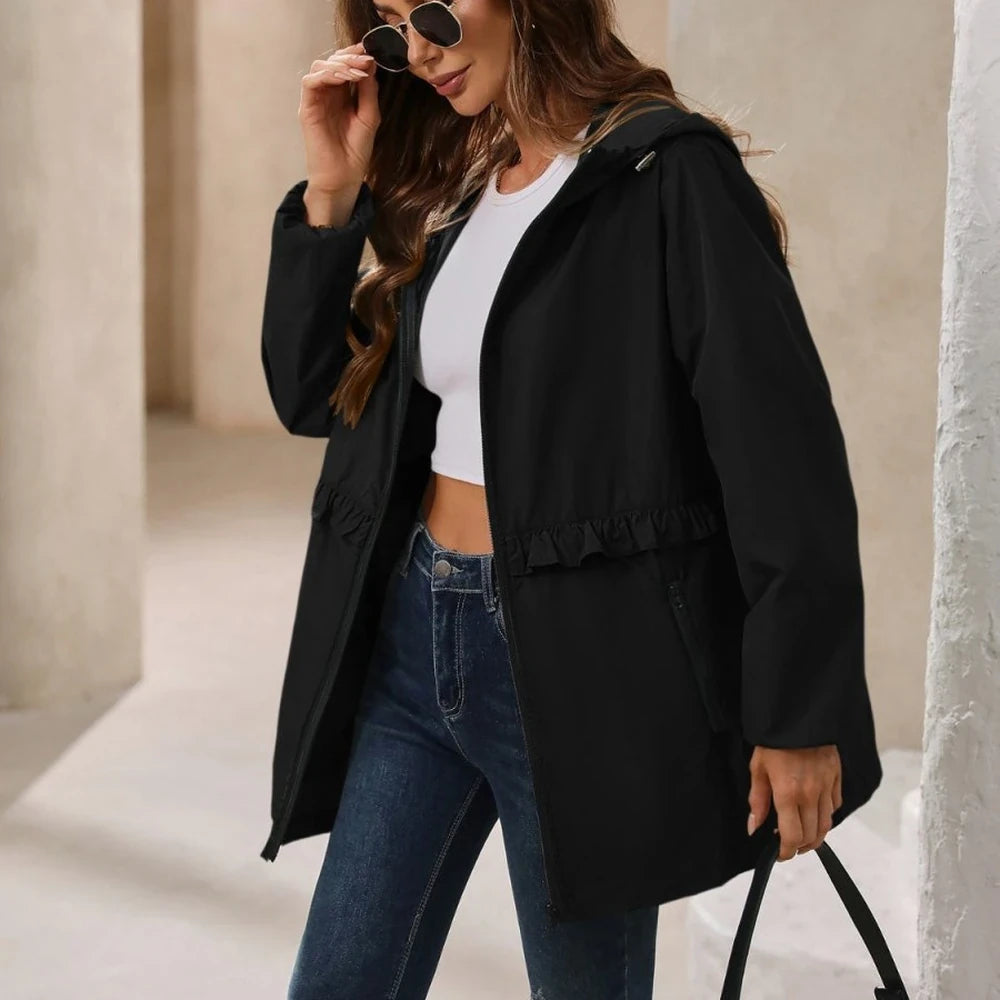 Waterproof Hooded Long Sleeve Windbreaker Jacket