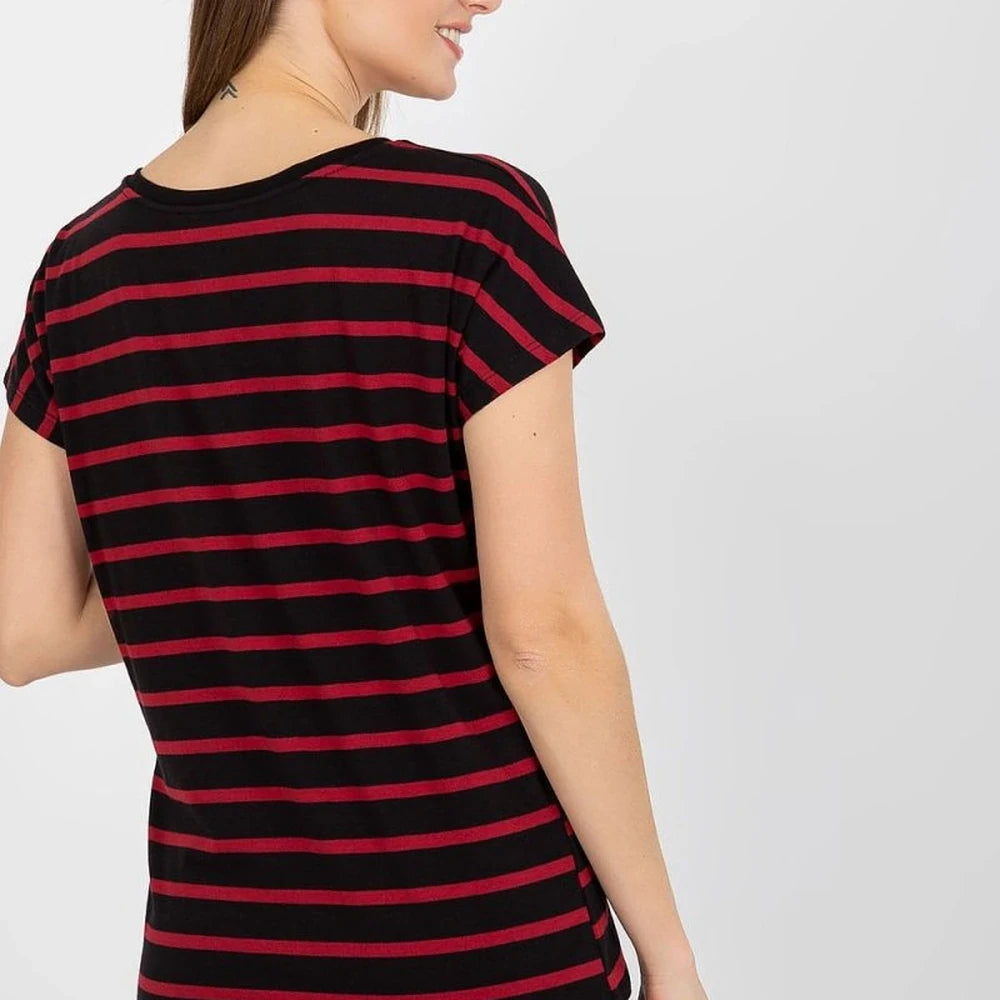 Striped Heart Neck T-Shirt
