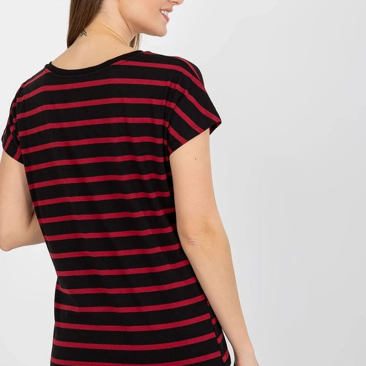 Striped Heart Neck T-Shirt