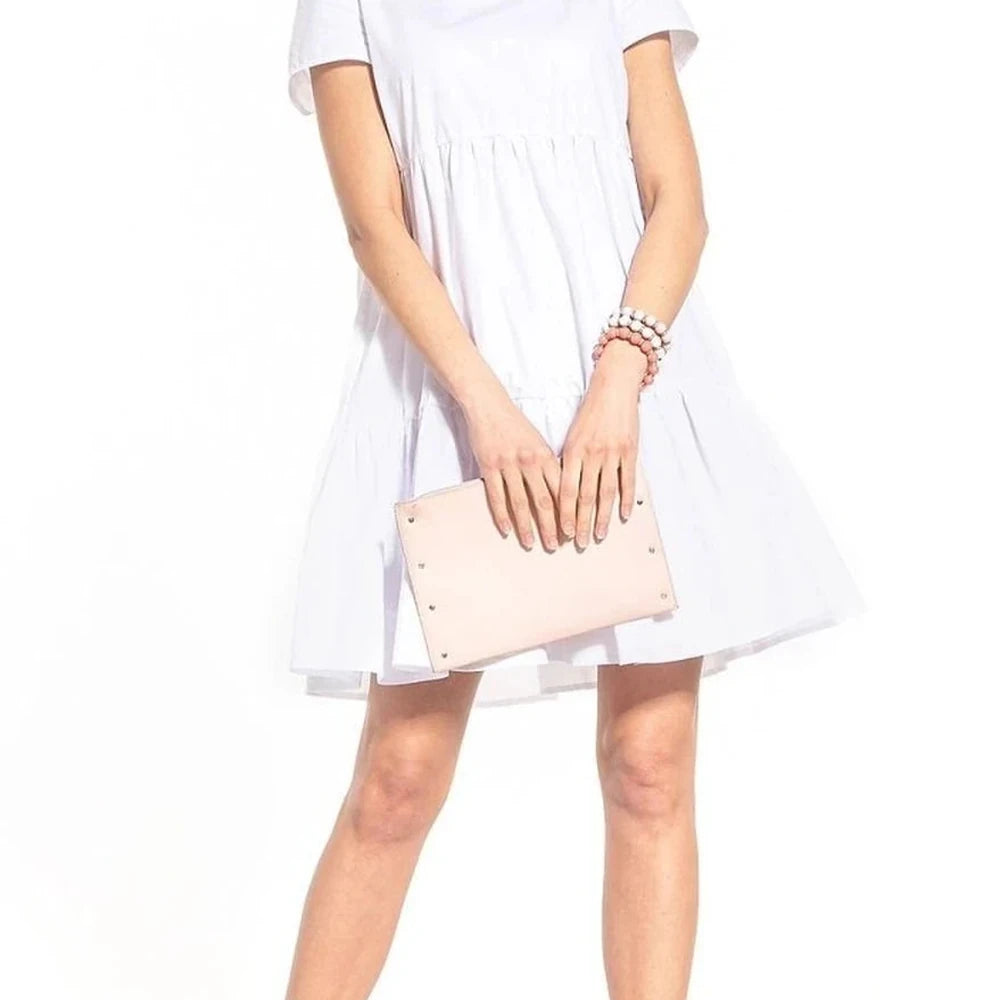 Boat Neck Short Sleeve Cotton Dress
