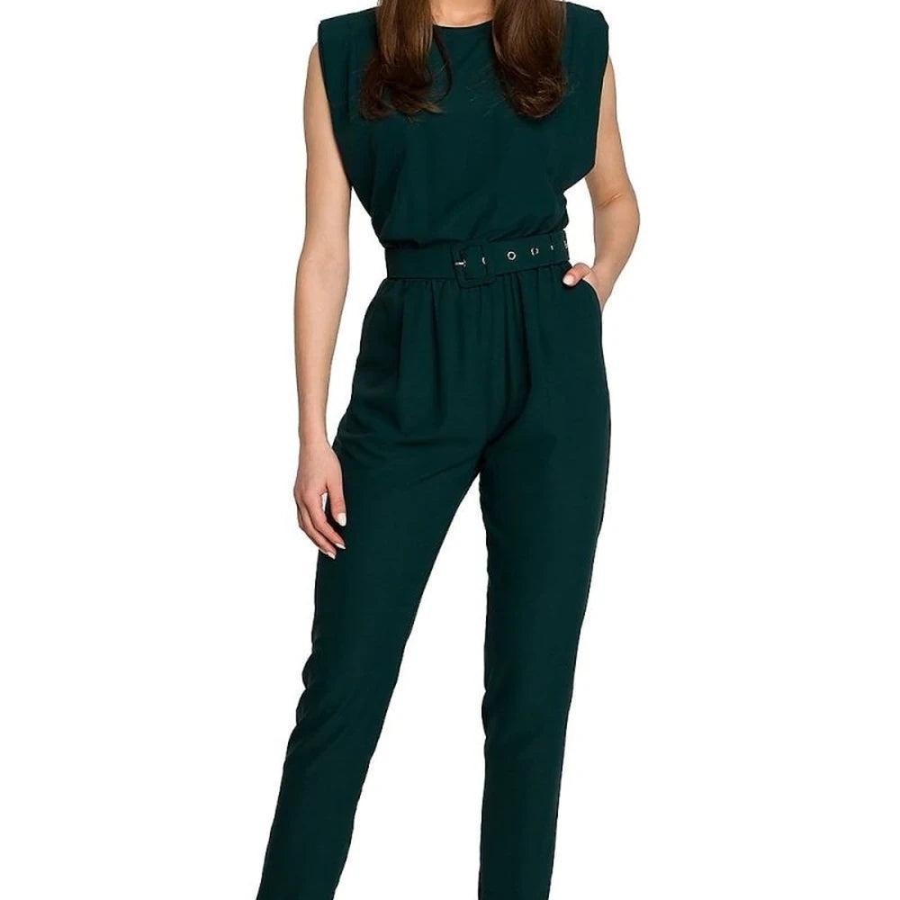 Loose Fit Jumpsuit with Belt and Buckle
