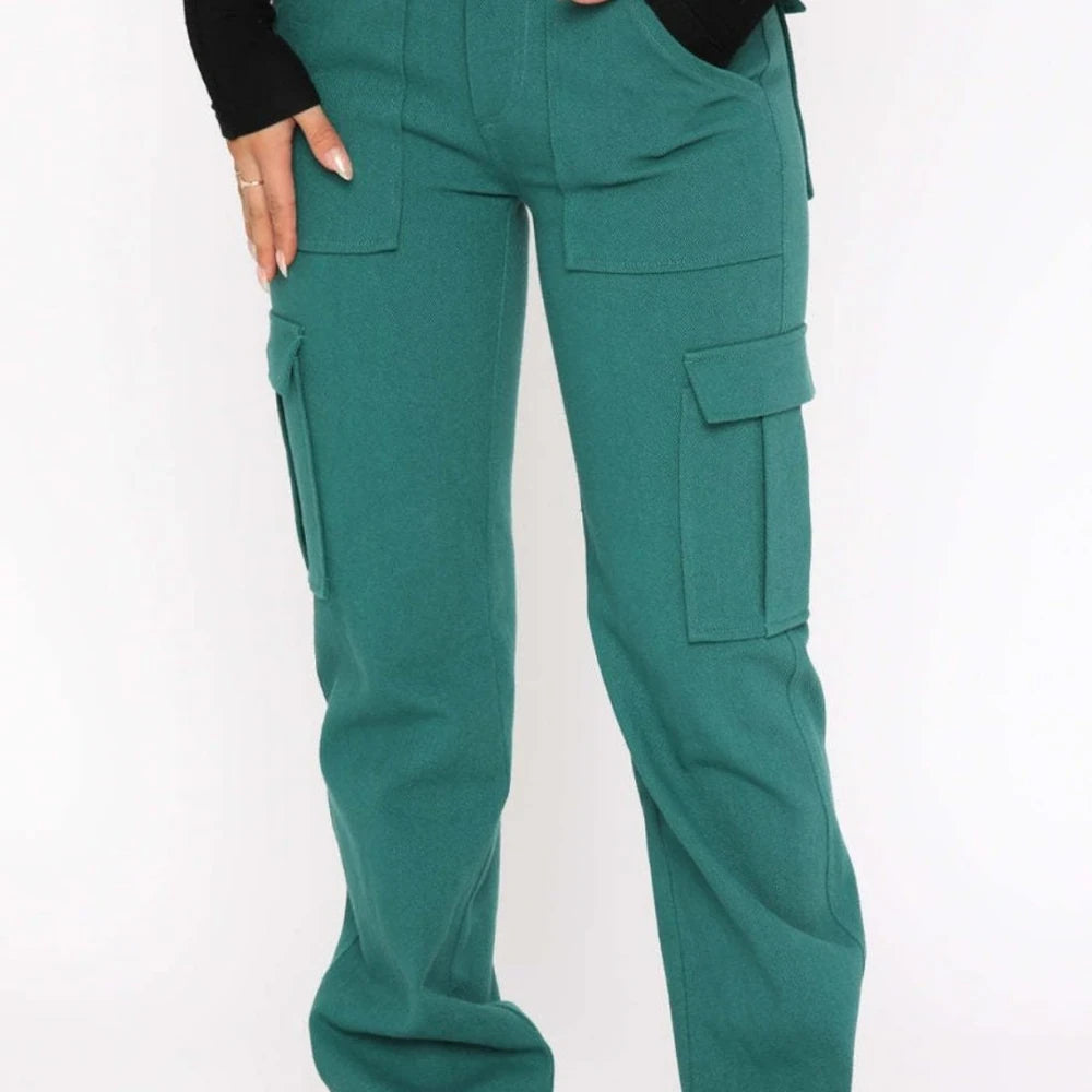 Straight Leg Cargo Pants with Pockets