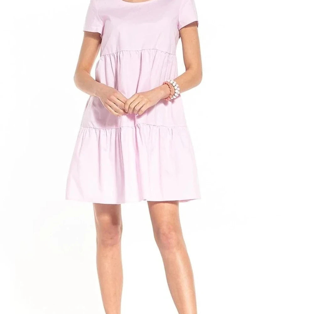 Boat Neck Short Sleeve Cotton Dress