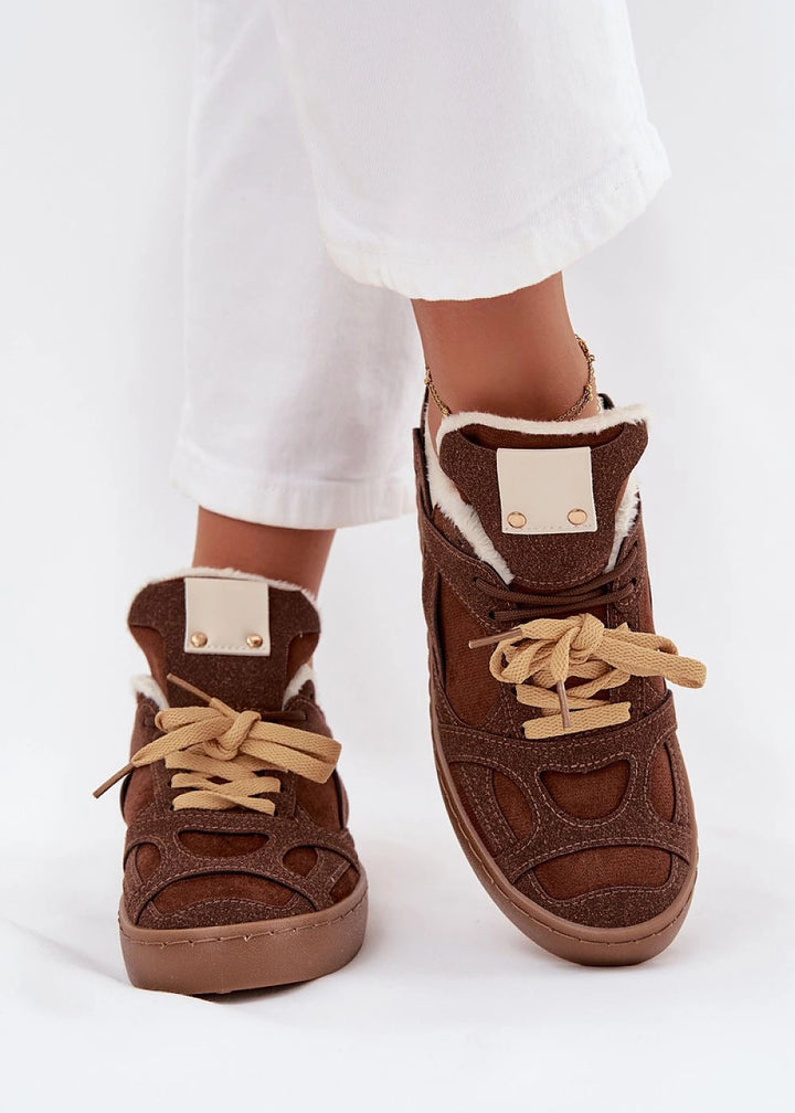 Eco suede fur lined sports shoes