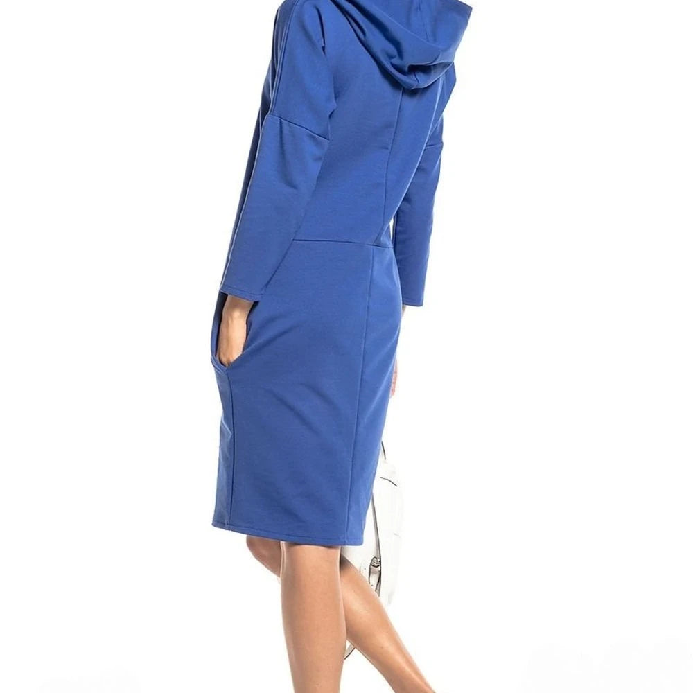 Knit Dress with Hood and Pockets