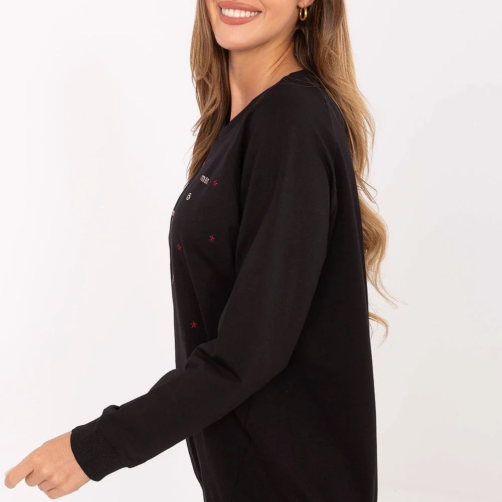 Women's Cotton Sweatshirt with Embroidery