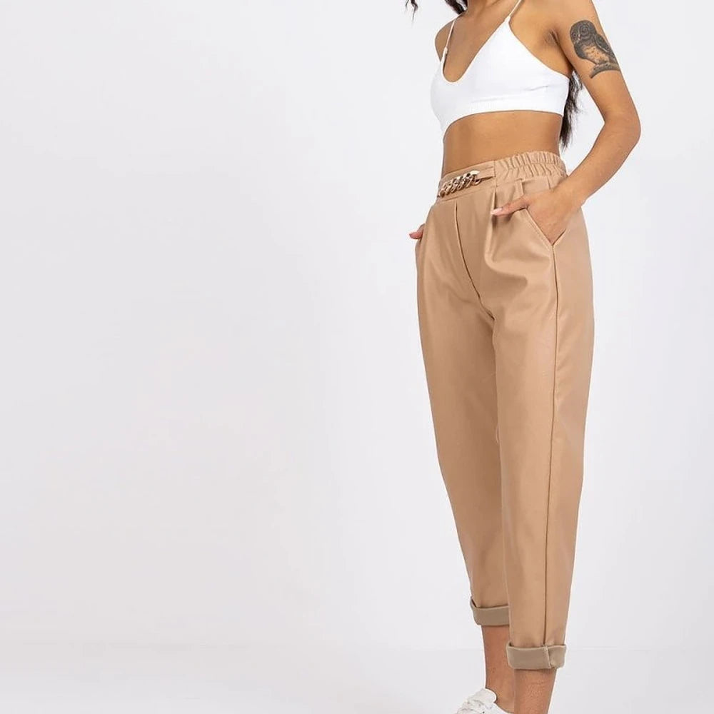 Women's 7/8 Length Faux Leather Trousers