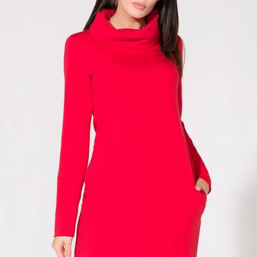 Knit Dress with Pockets and Raw Hem