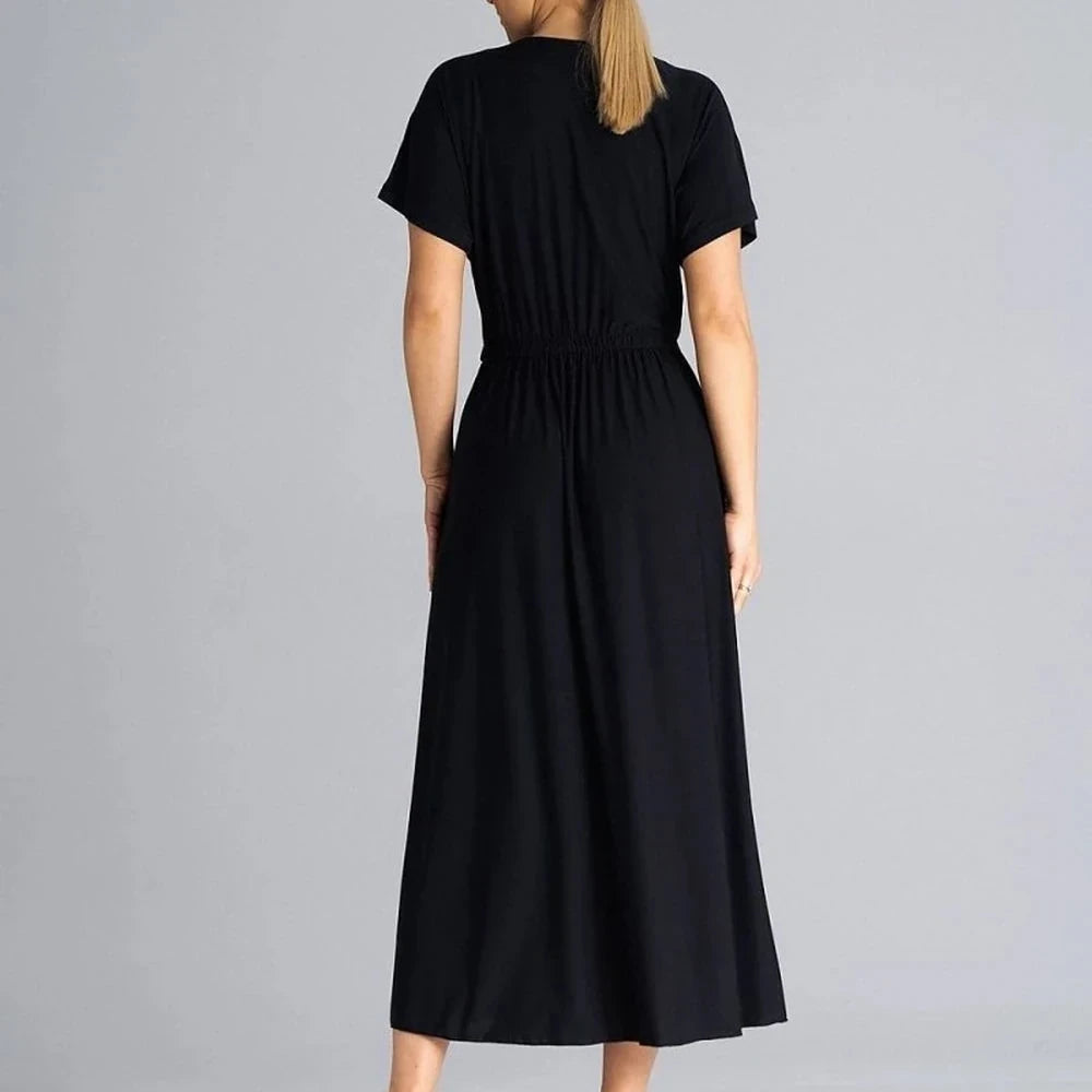 Flowy Overlapping Neckline Day Dress