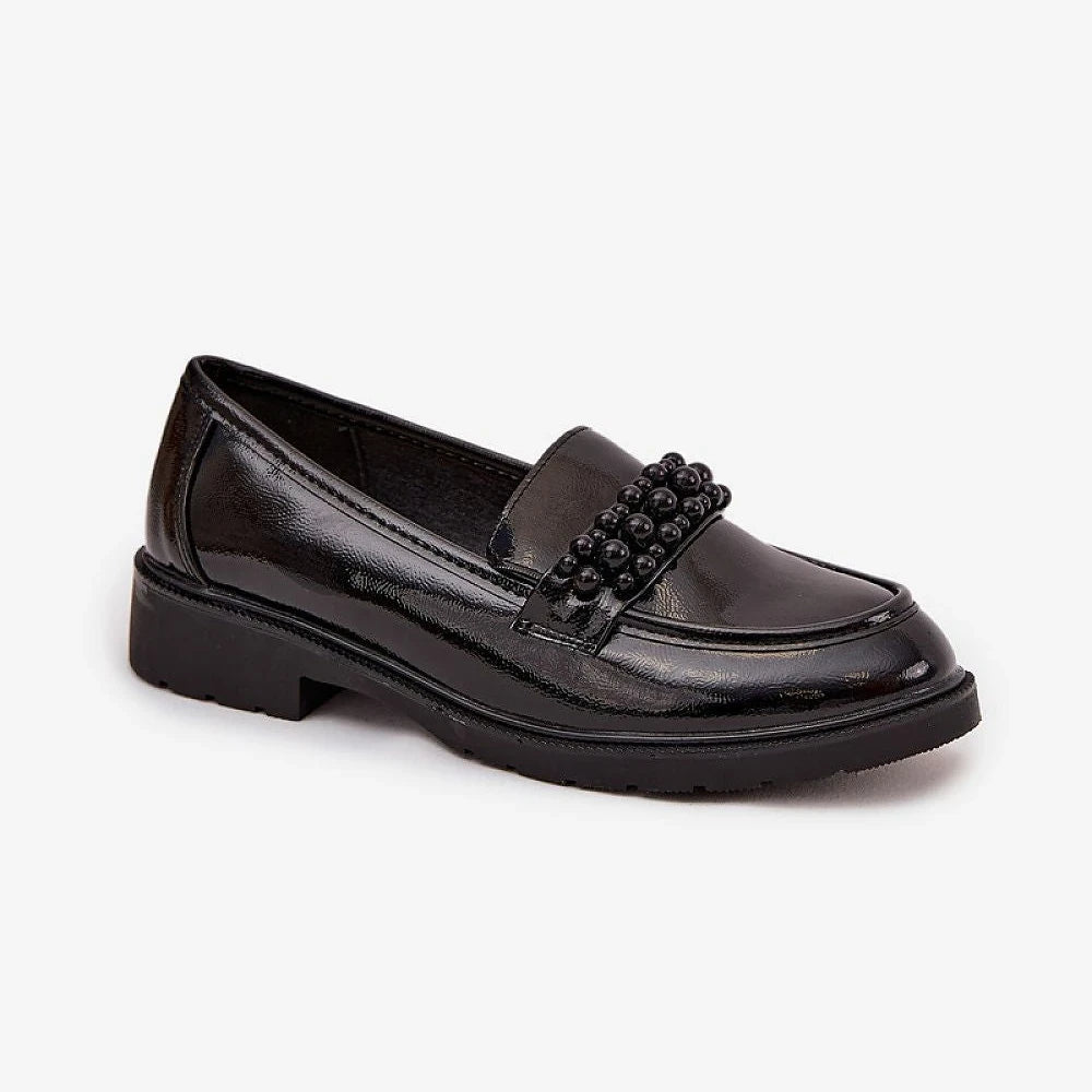 Patent Loafers with Decorative Beads