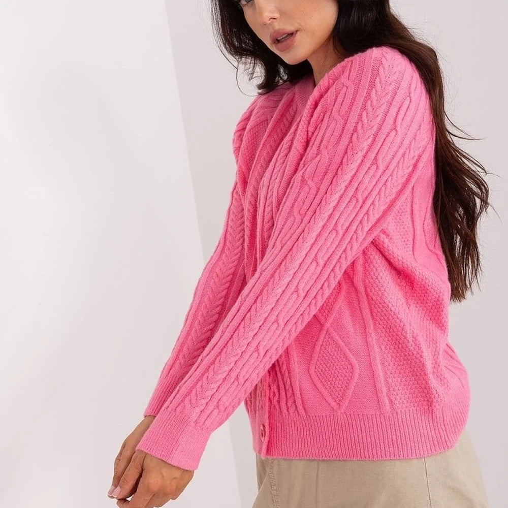 Variegated Texture Round Neck Cardigan