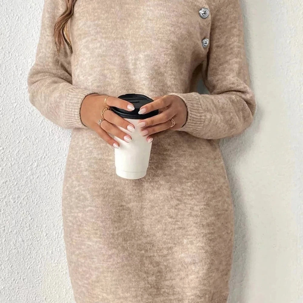 Ribbed Hem Raglan Sleeve Sweater Dress