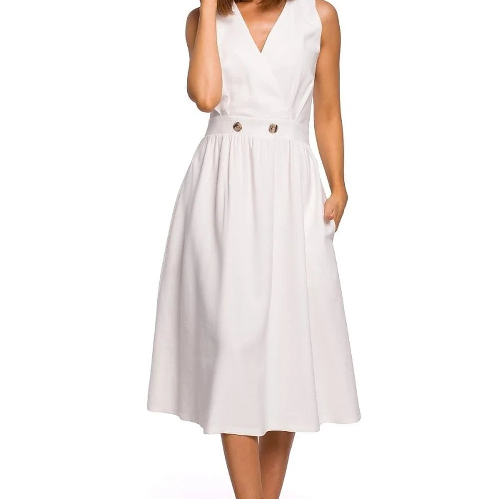 Flared Midi Dress with Belt