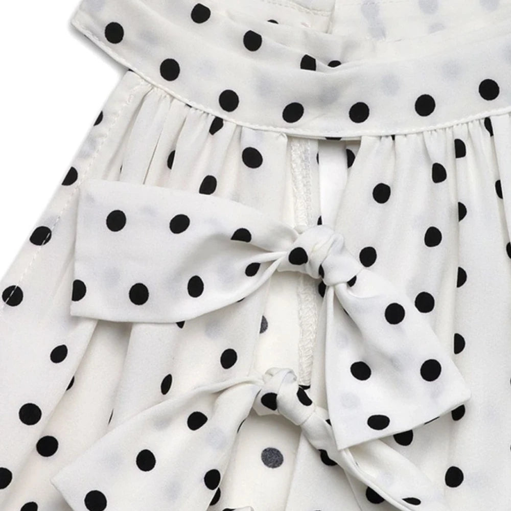 Polka Dot Midi Dress with Bow