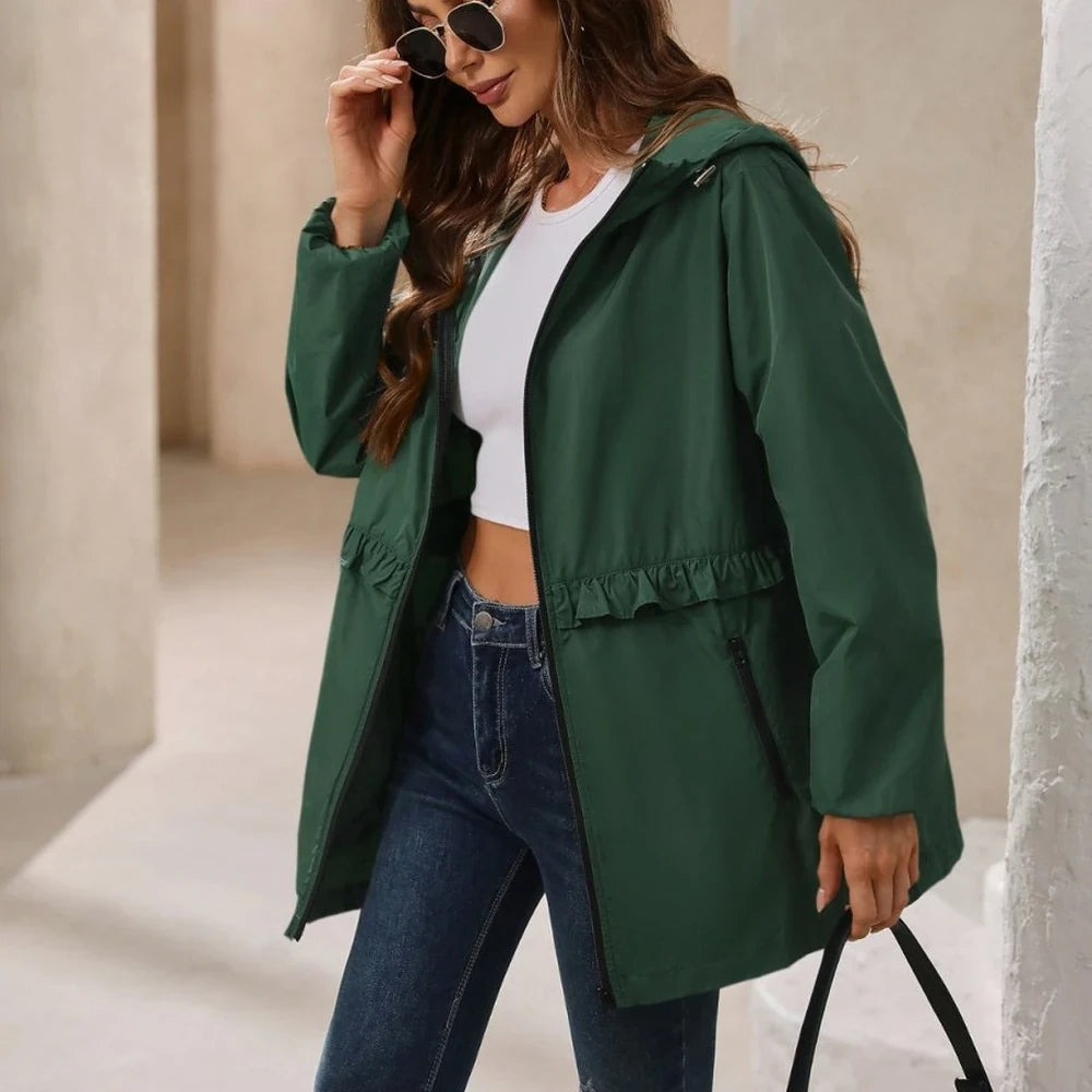 Waterproof Hooded Long Sleeve Windbreaker Jacket