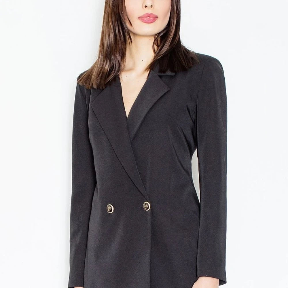 Grey Double-Breasted Button Blazer