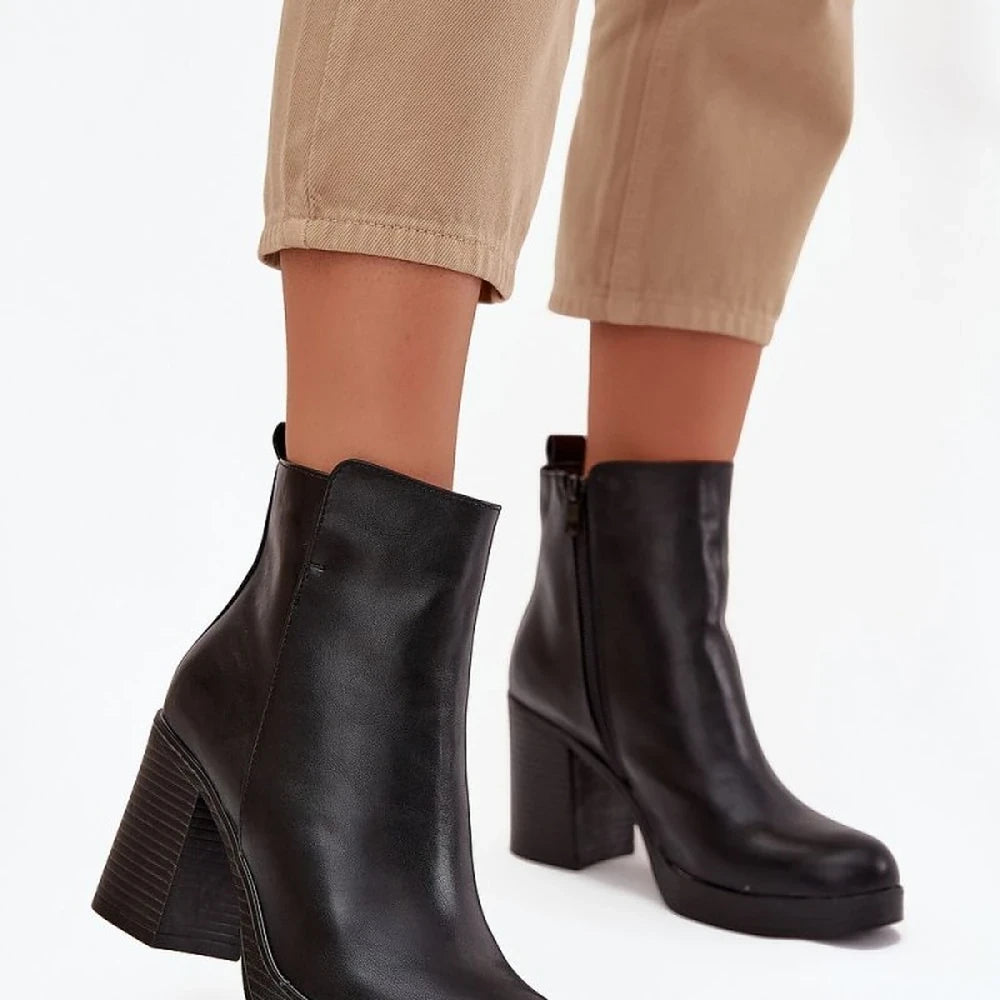 Black Ankle Boots with Side Zipper