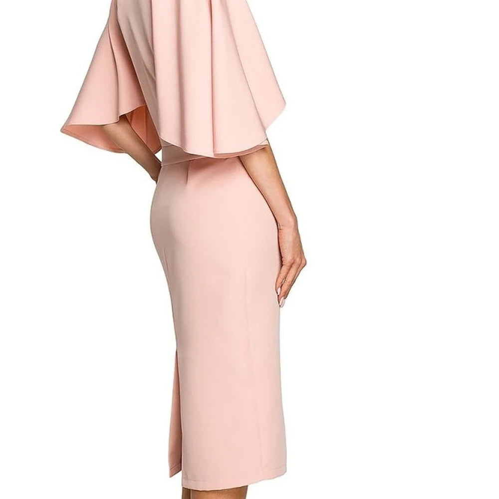 Knee-Length Cocktail Dress with Ruffled Sleeves