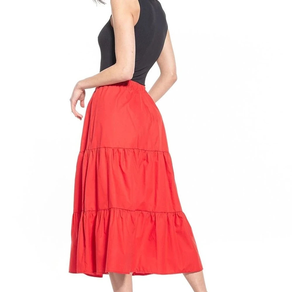 Long Cotton Skirt with Elastic Waistband