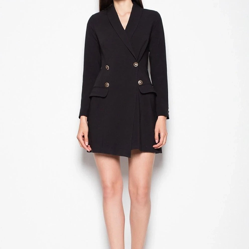 Beige Jacket Dress with Decorative Buttons