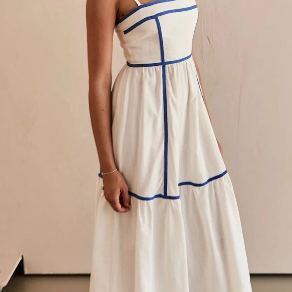 Square Neck Cami Midi Dress - White