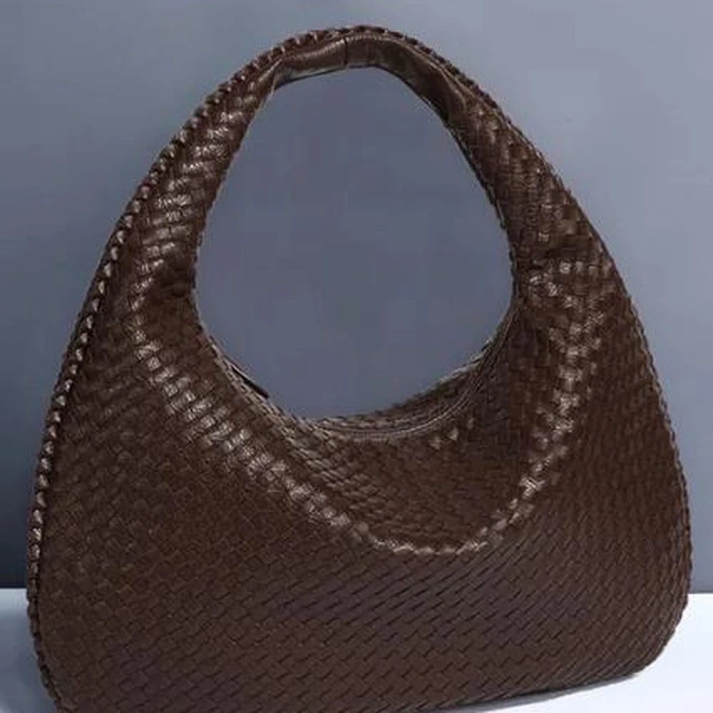 Women's Leather Hobo Woven Handbag