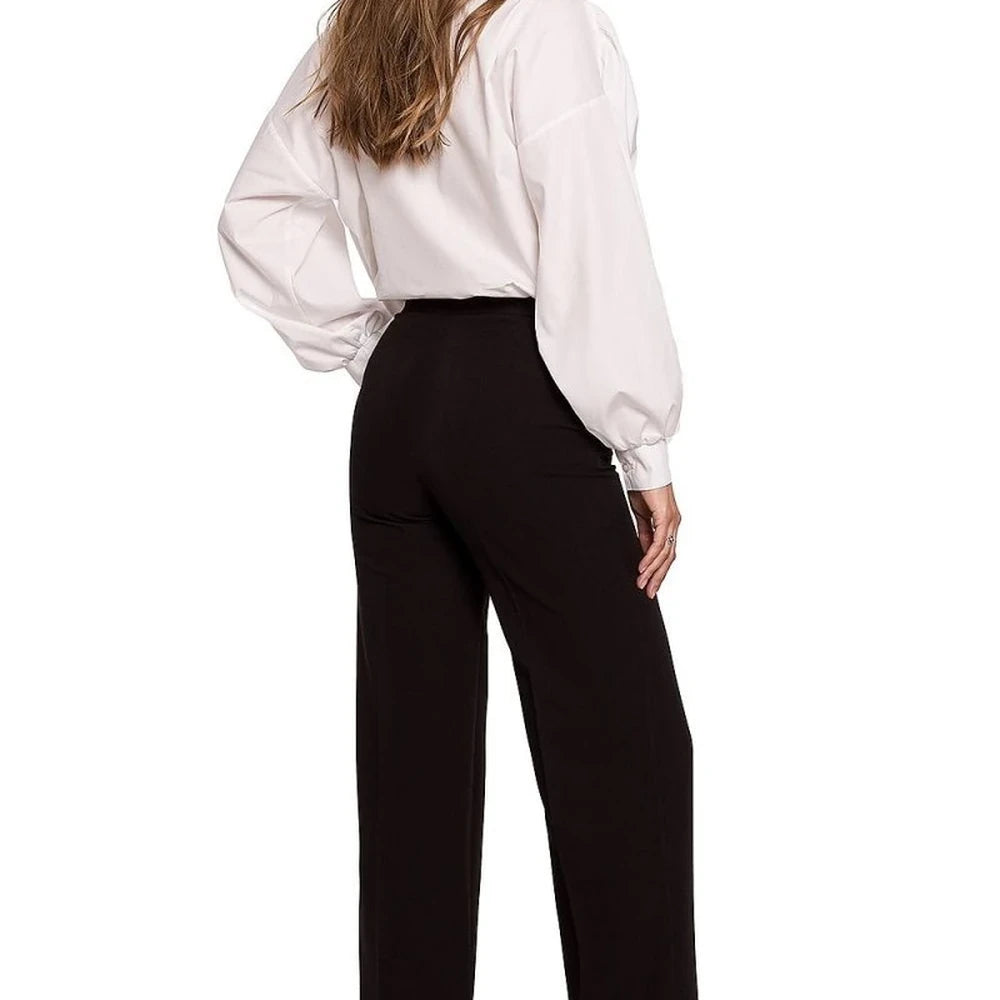 Elegant Straight Leg Trousers with Button Detail