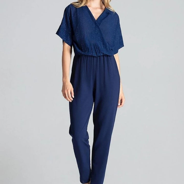 Elegant Navy Jumpsuit with Tapered Legs