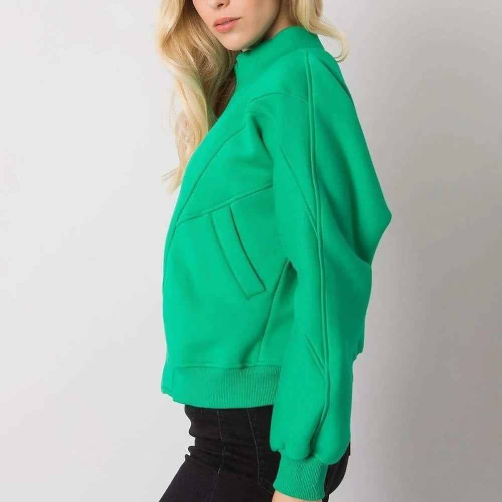 Zipper Sweatshirt Straight Cut Slip Pockets