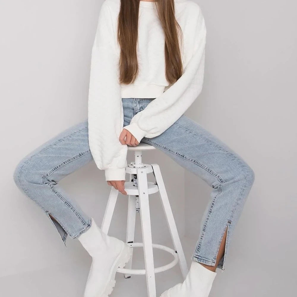 Quilted Sweatshirt with Ribbed Hem