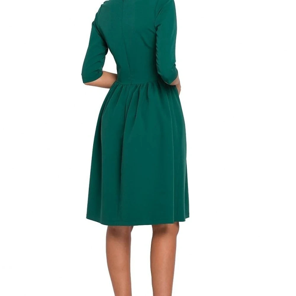 Flared Midi Dress with Zipper and Darts