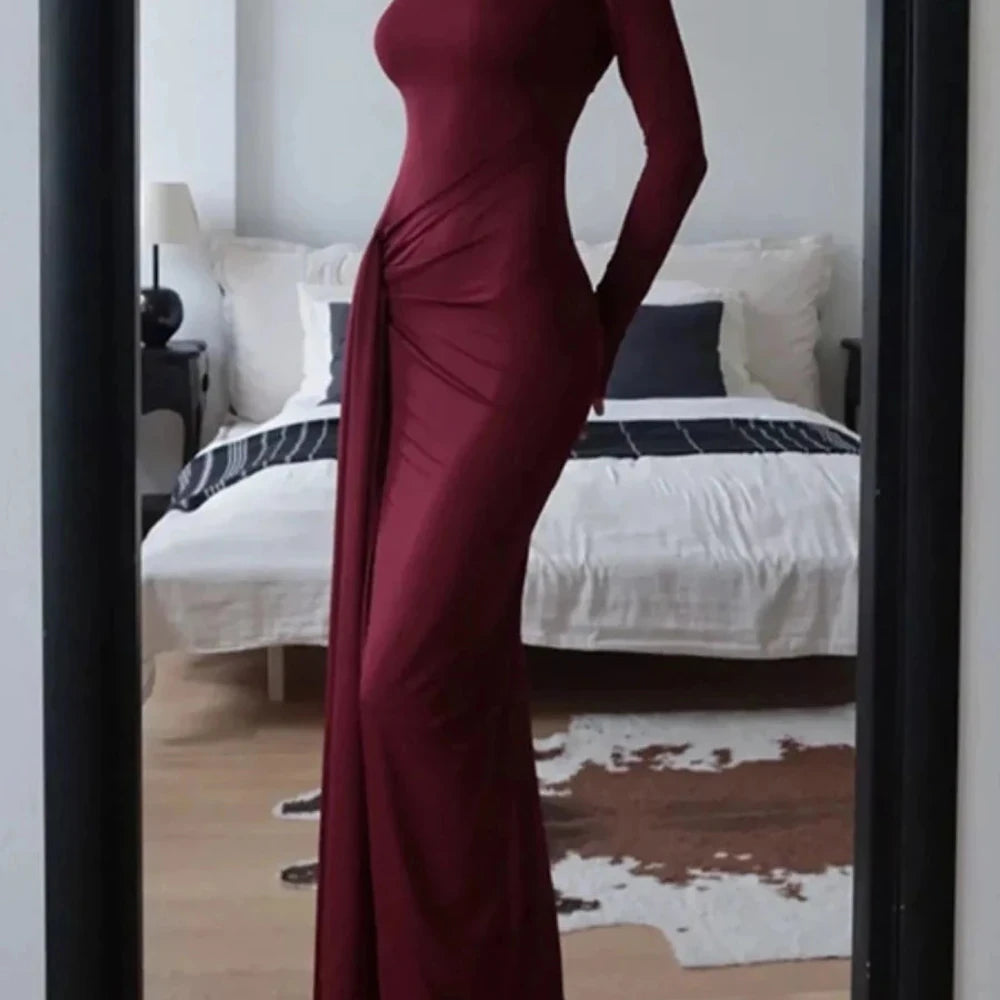 Turtleneck Slit Maxi Dress