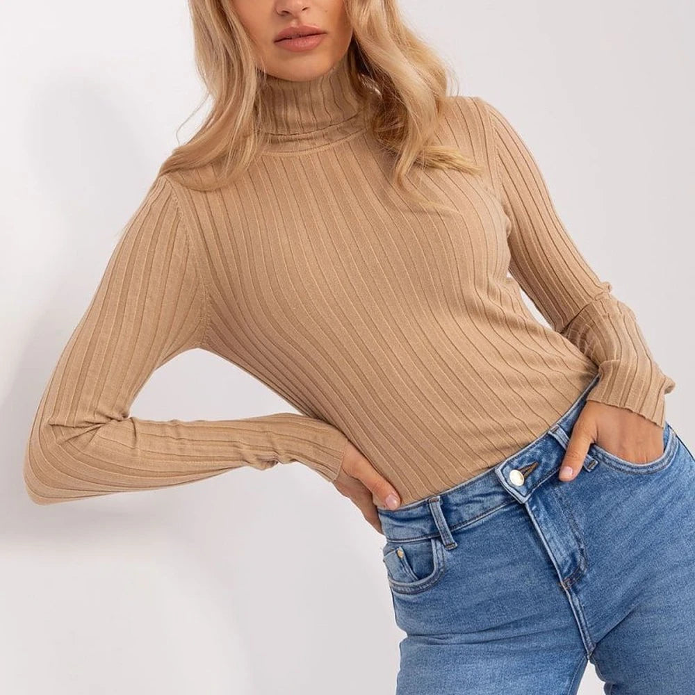 Ribbed Turtleneck Sweater with Soft Viscose