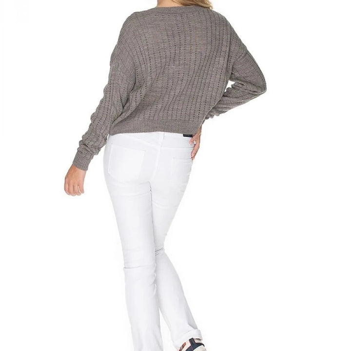 Boat Neck Knit Sweater with Long Sleeves