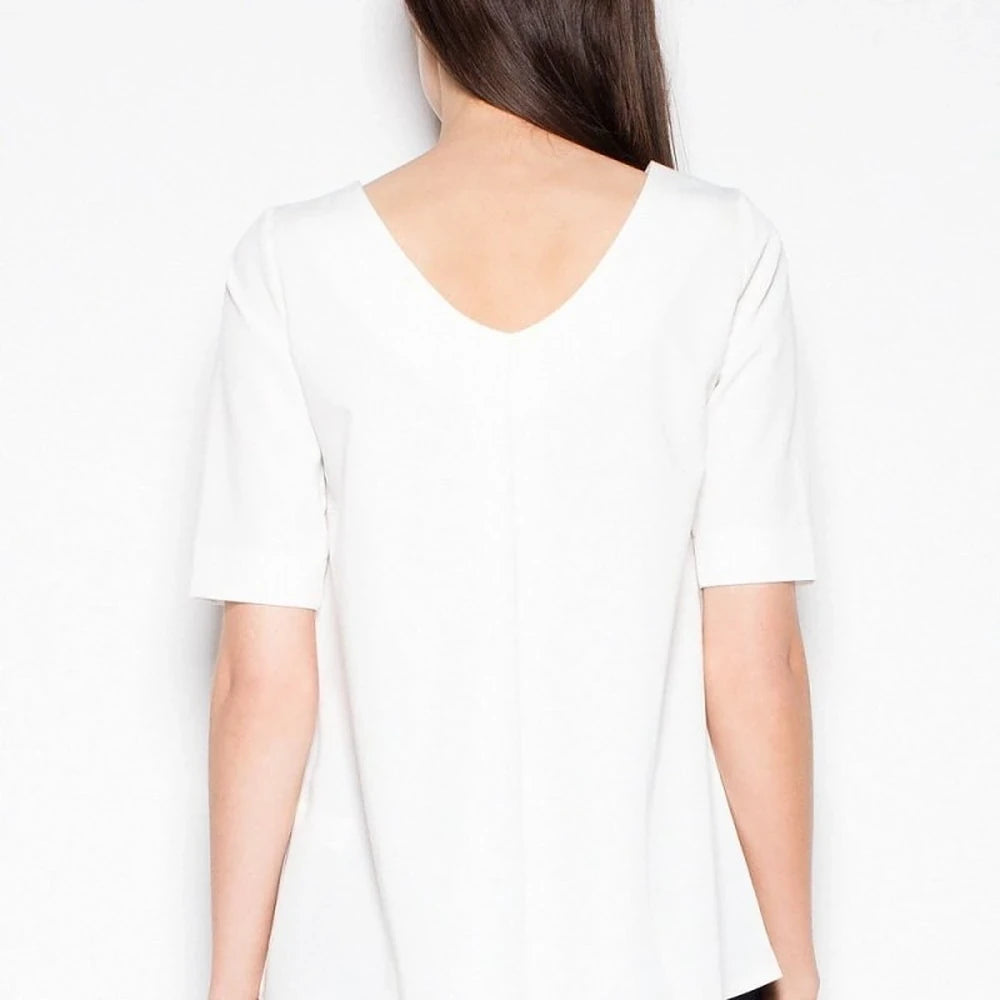 Short Sleeve Cut-Out Back Blouse