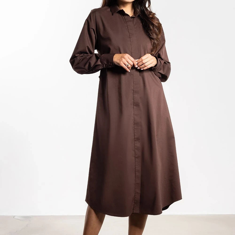 Midi Shirt Dress with Belt and Buttons